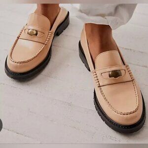 Free People Liv Loafers Slip-On Shoes Camel Tan Penny Loafer Size 9.5 Womens NIB